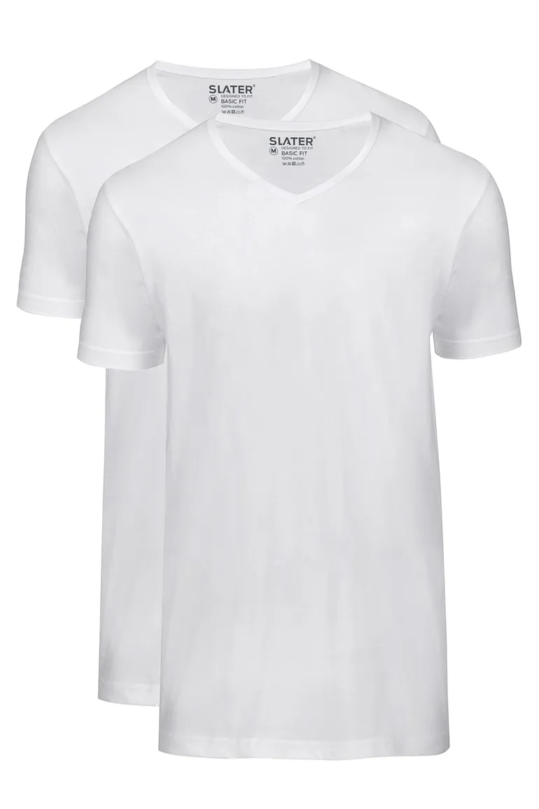 Slater v-hals t-shirt wit 2-pack
