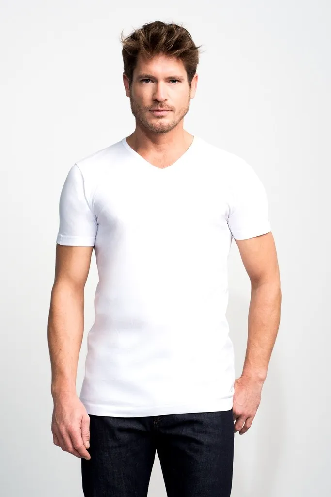 Slater v-hals t-shirt wit 2-pack