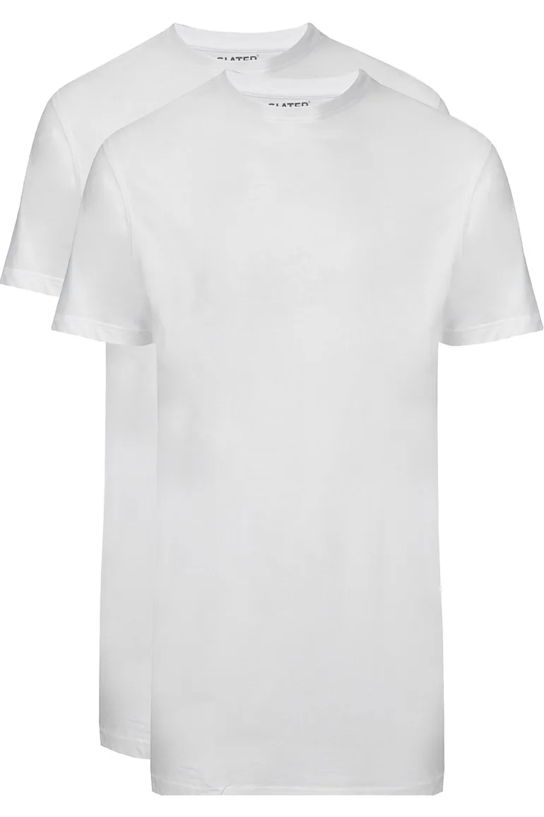 T-shirt KM ml 7 Slater effen katoen wit