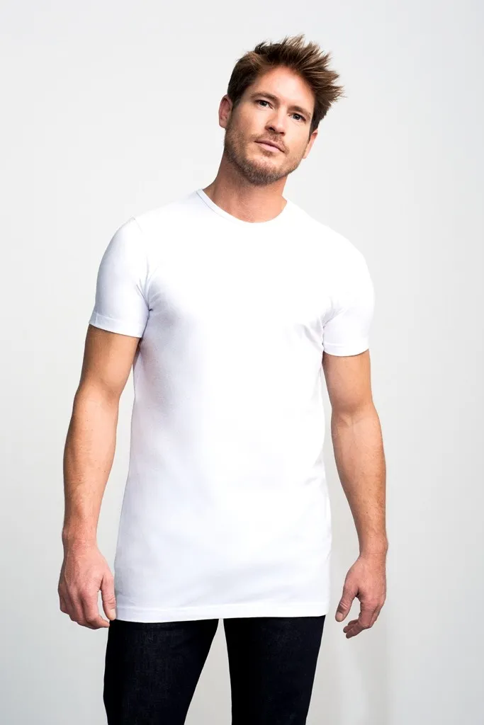 T-shirt KM ml 7 Slater effen katoen wit