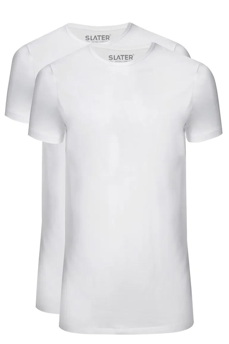 T-shirt KM ml 7 Slater effen katoen wit