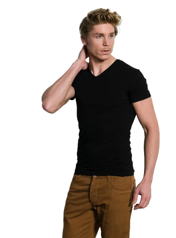 t-shirt Slater effen katoen zwart