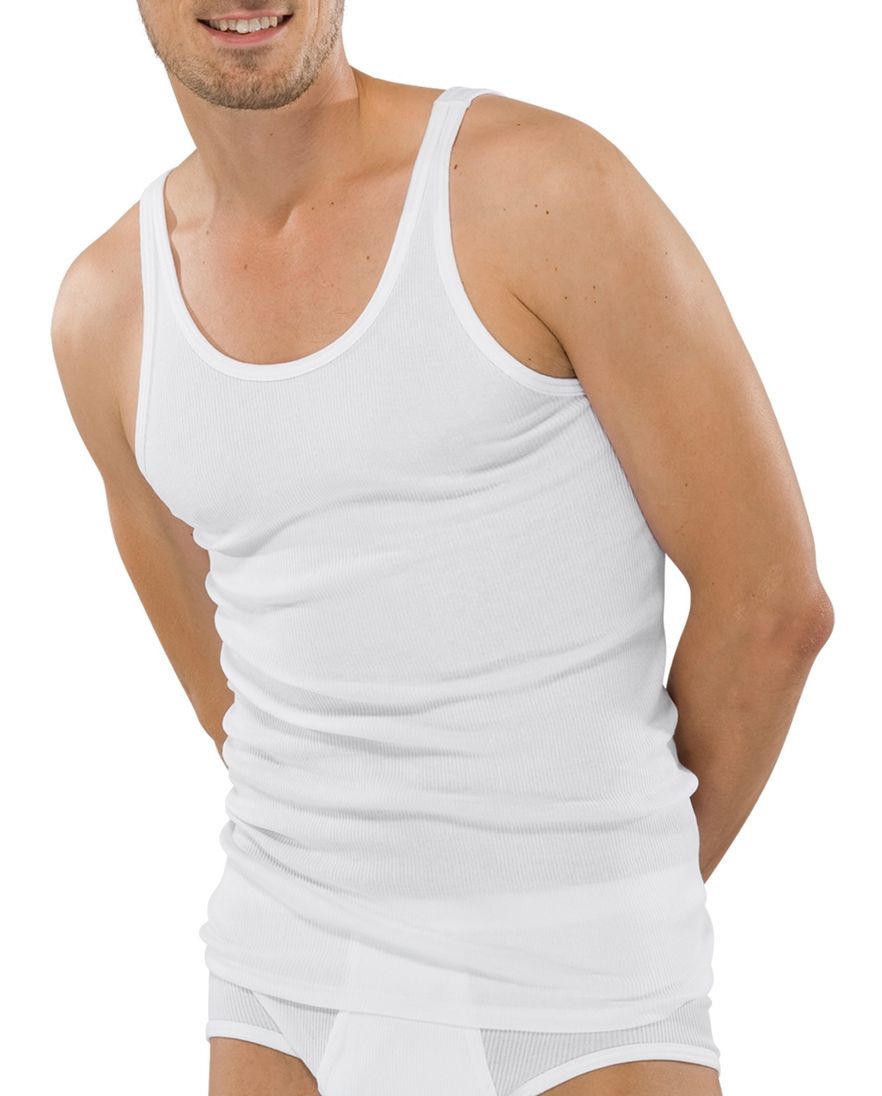 5=4 Schiesser Original Classics heren hemd doppelripp wit katoen