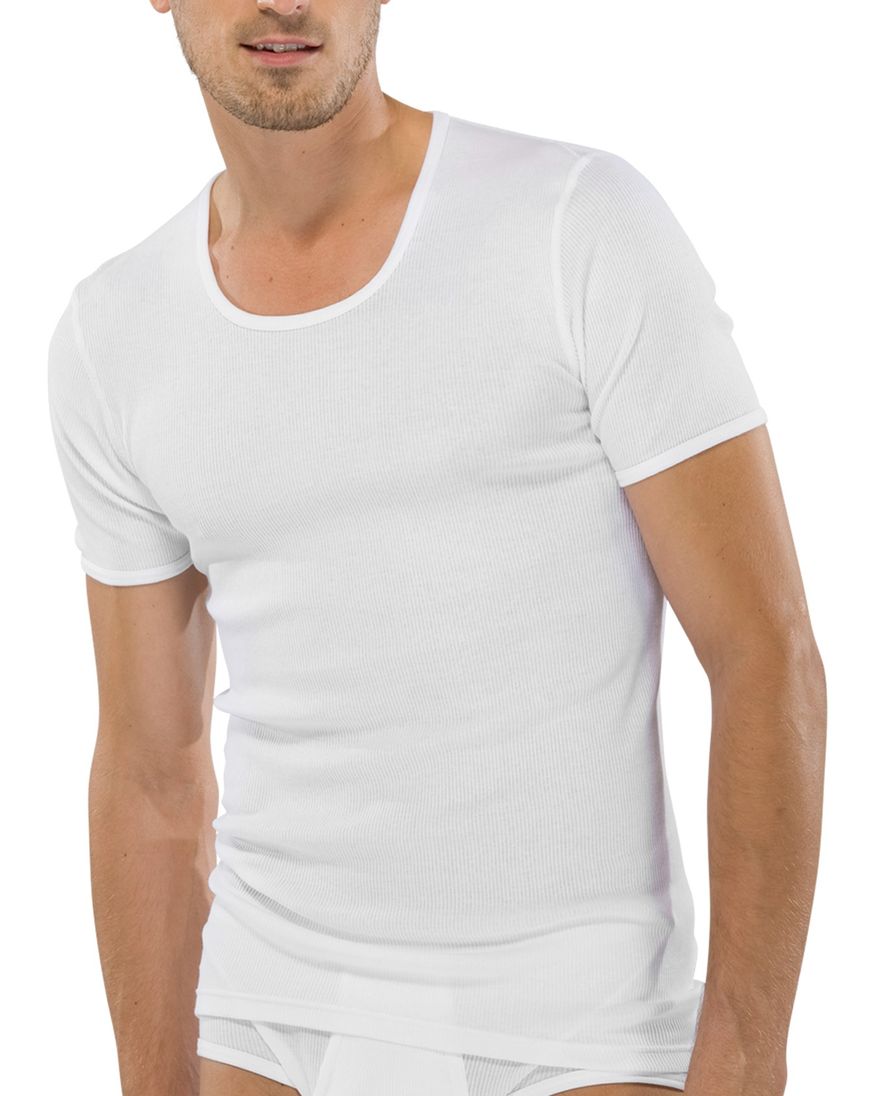 Schiesser t-shirt Original Classics wit doppelripp