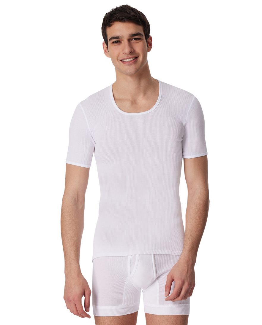 Schiesser t-shirt Original Classics wit doppelripp
