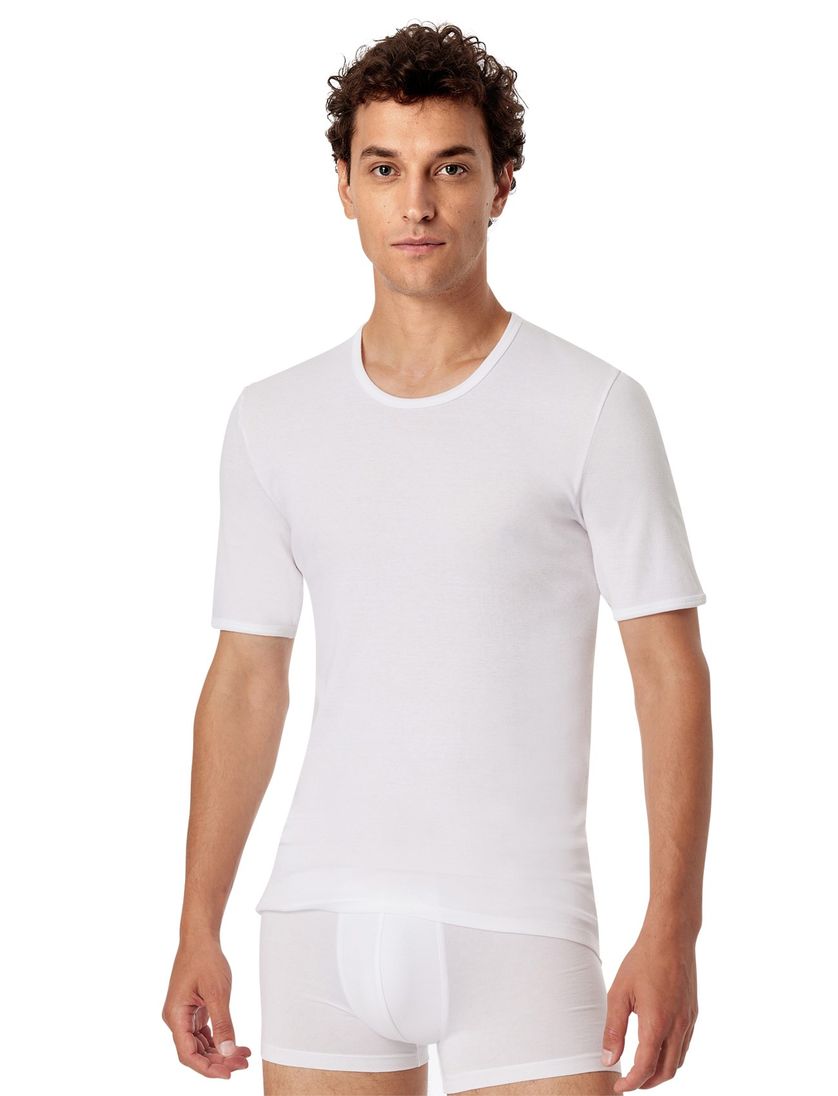 Schiesser t-shirt Original Classics wit effen katoen