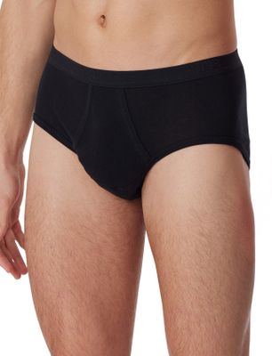 Schiesser 5=4 Schiesser Original slip katoen zwart met gulp katoen