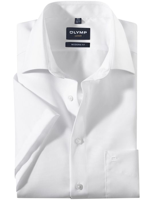 overhemd korte mouw Olymp Luxor Modern Fit wit effen katoen normale fit