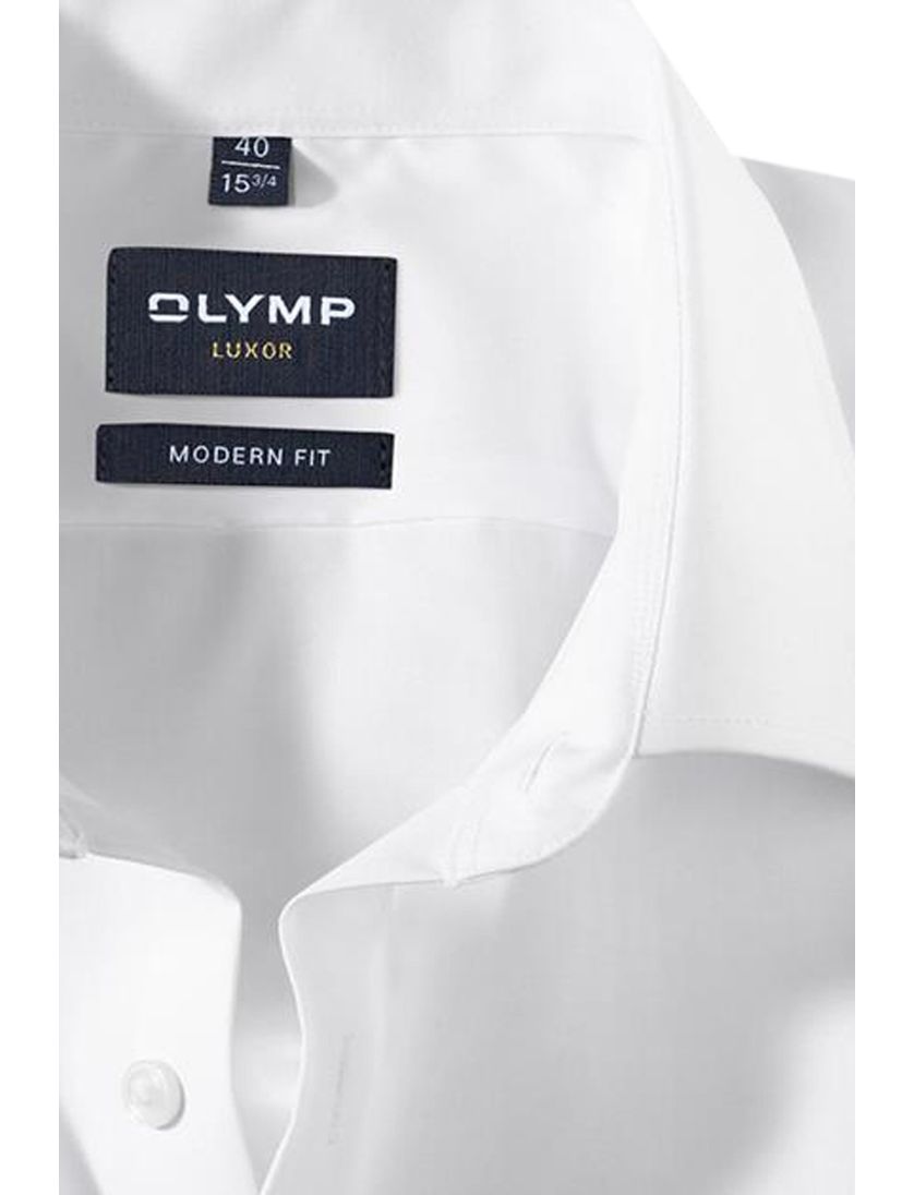 Olymp overhemd korte mouw Luxor Modern Fit wit effen katoen normale fit