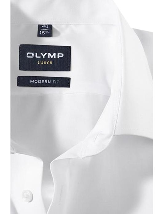 overhemd korte mouw Olymp Luxor Modern Fit wit effen katoen normale fit