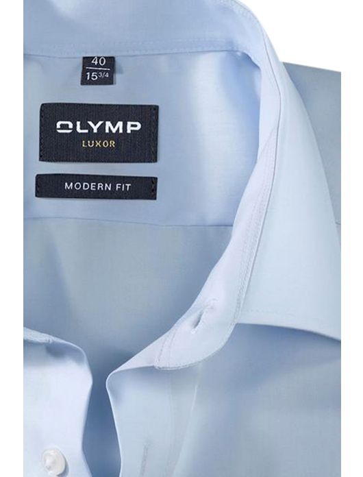 OLYMP korte mouw hemd lichtblauw strijkvrij