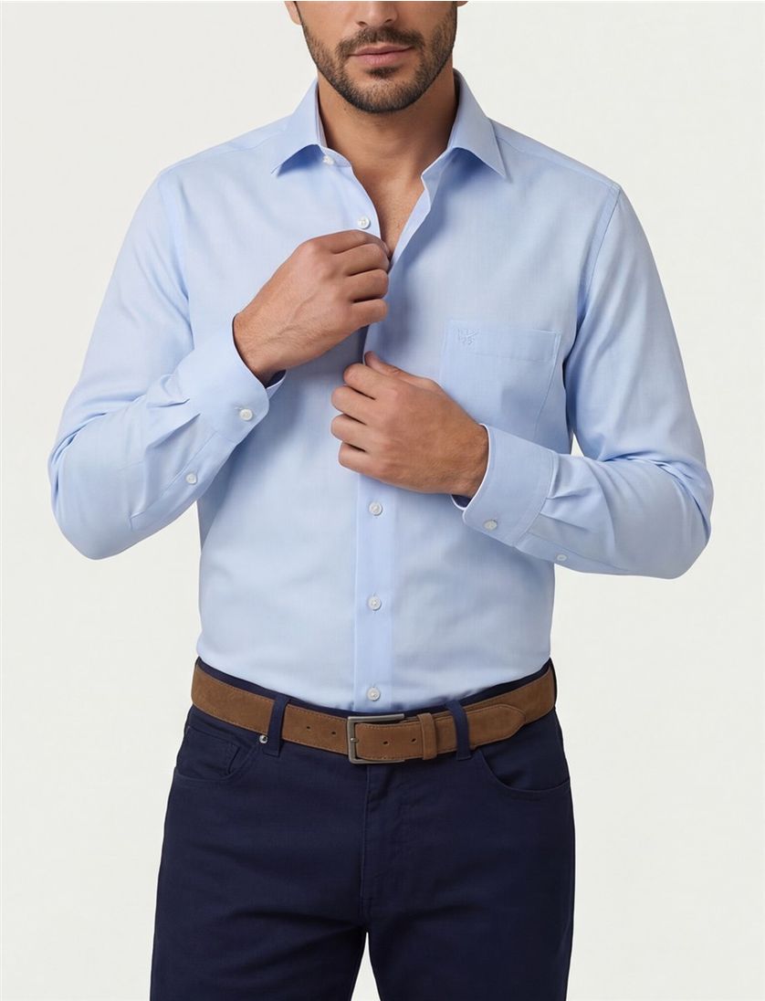 OLYMP Luxor overhemd lichtblauw strijkvrij