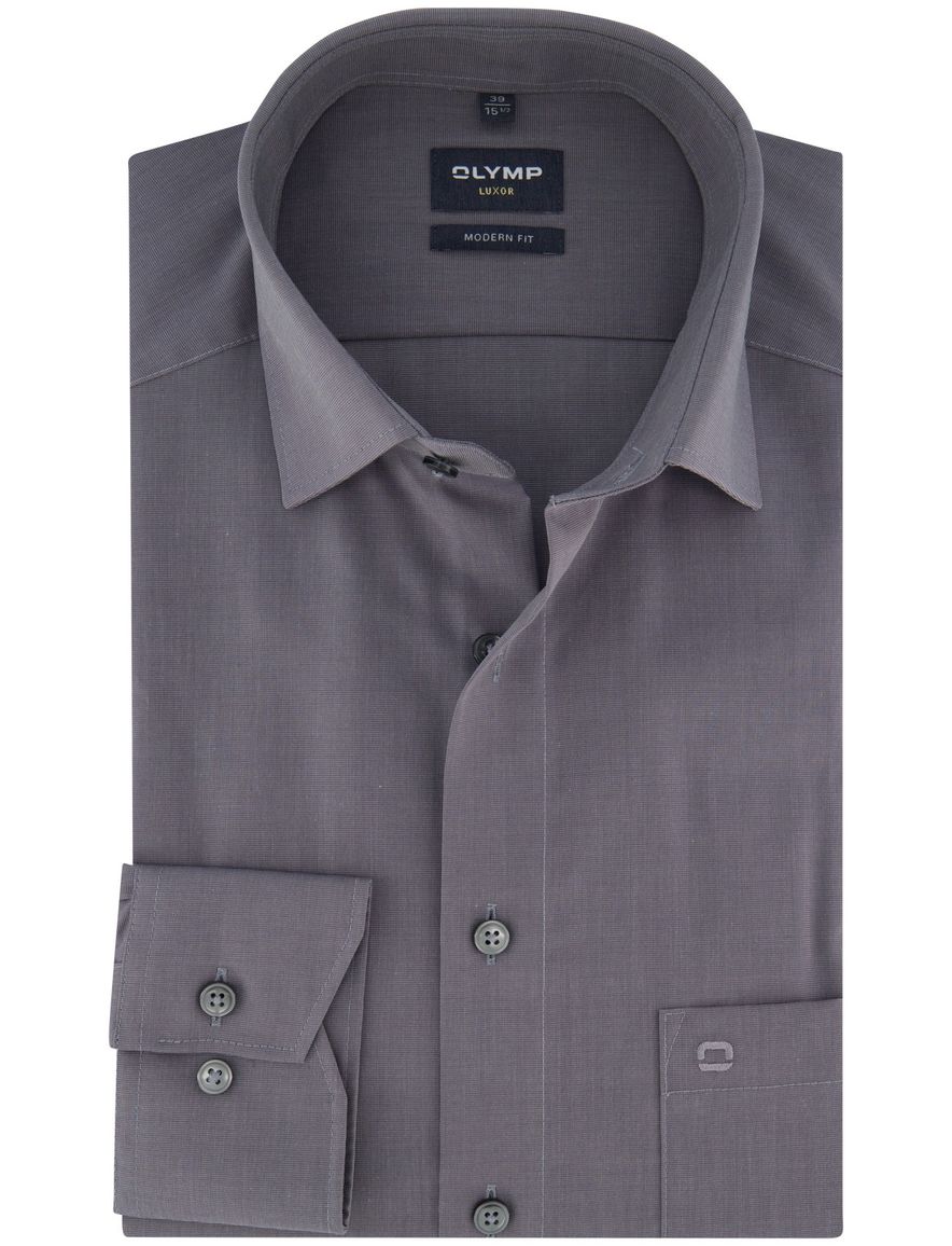 Olymp overhemd modern fit grijs katoen