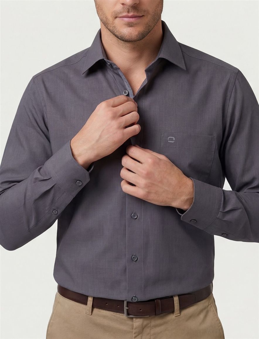 Olymp overhemd modern fit grijs katoen