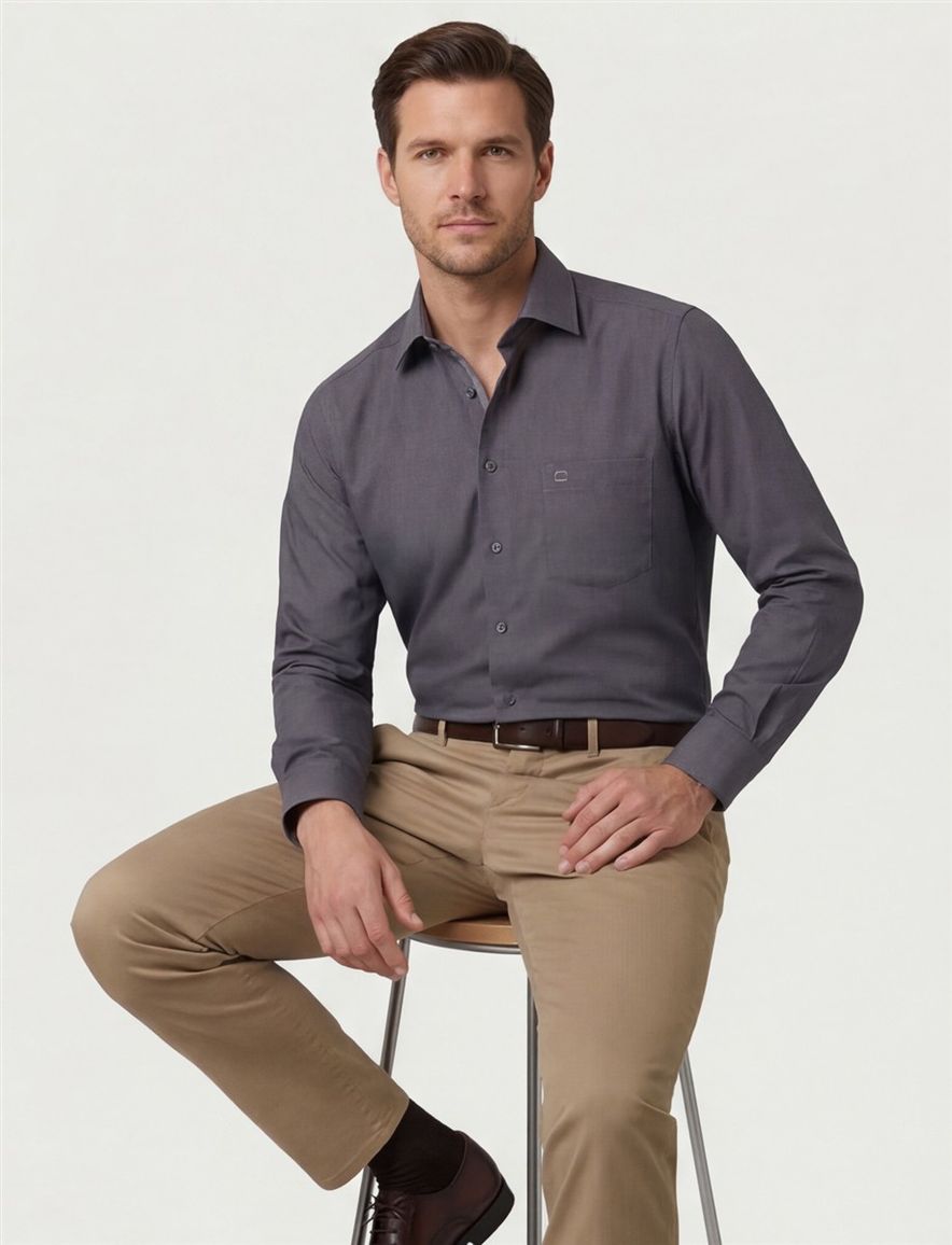 Olymp overhemd modern fit grijs katoen