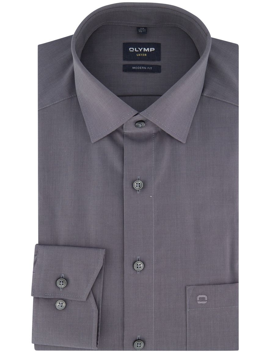 Olymp overhemd modern fit grijs katoen