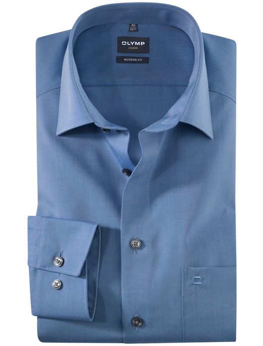 Olymp overhemd strijkvrij modern fit middenblauw