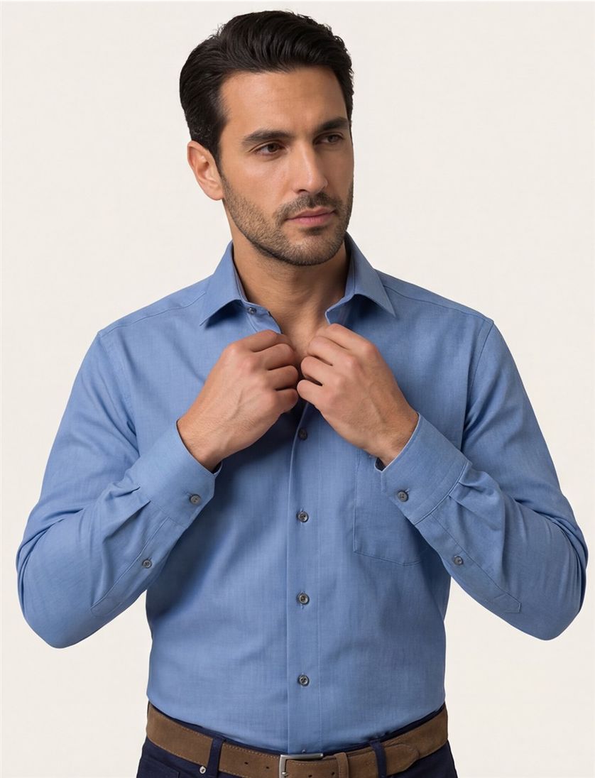 Olymp Luxor overhemd denim blue strijkvrij