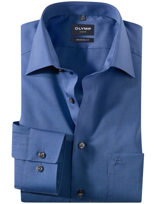 Olymp overhemd Chambray modern fit donkerblauw