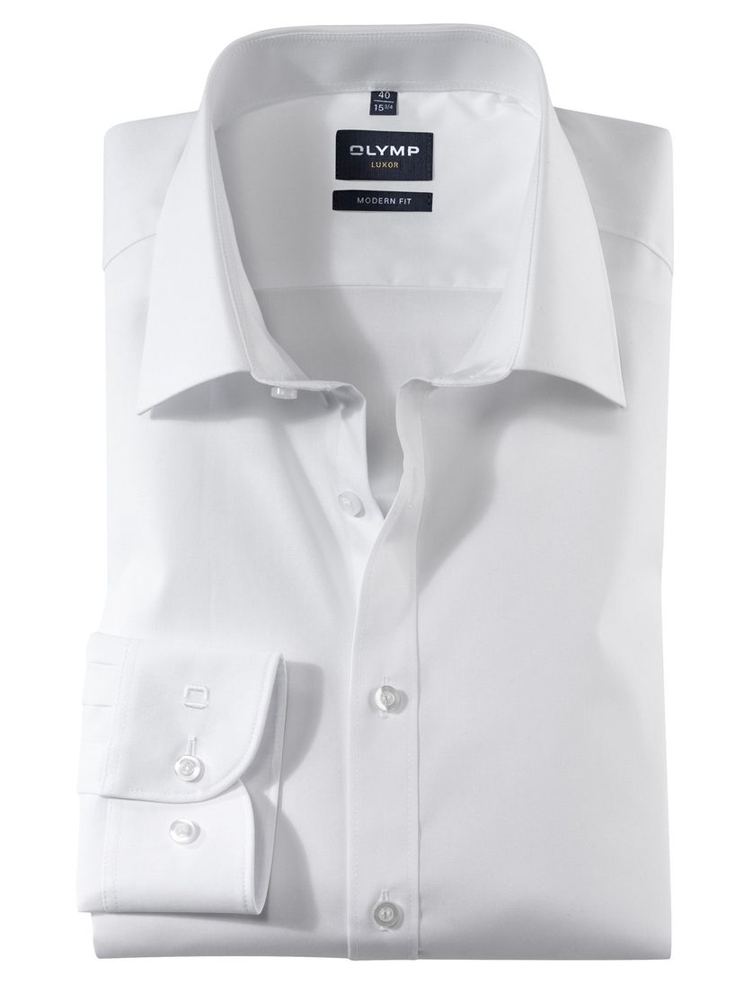 Olymp overhemd Luxor Modern Fit normale fit wit effen 100% katoen