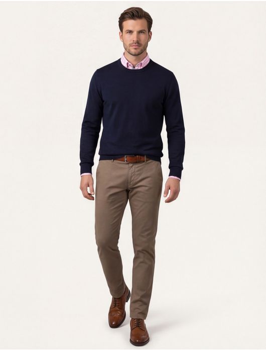 Olymp trui ronde hals navy merinowol