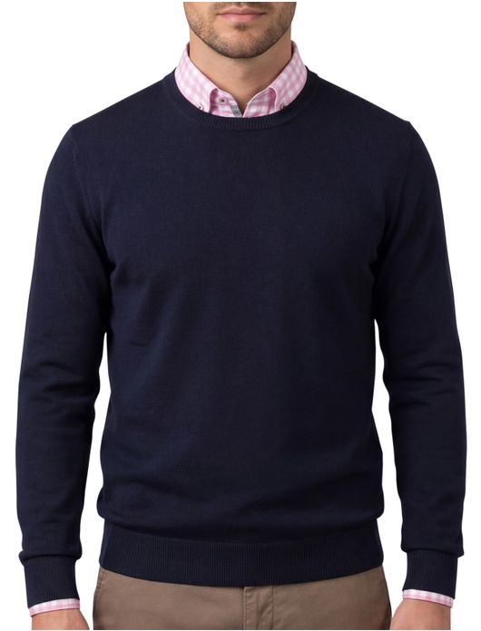 Olymp trui ronde hals navy merinowol