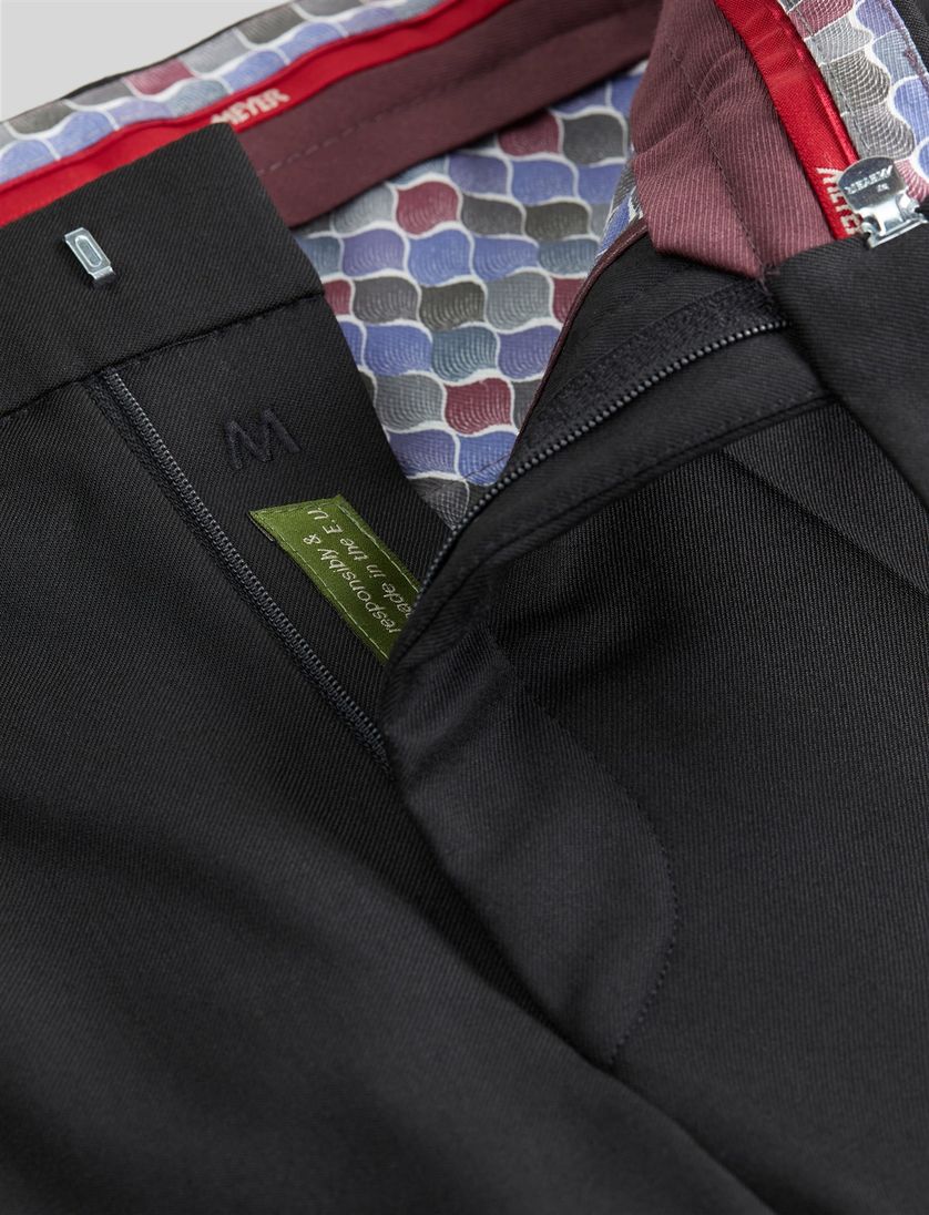 Meyer pantalon Roma wol stretch zwart