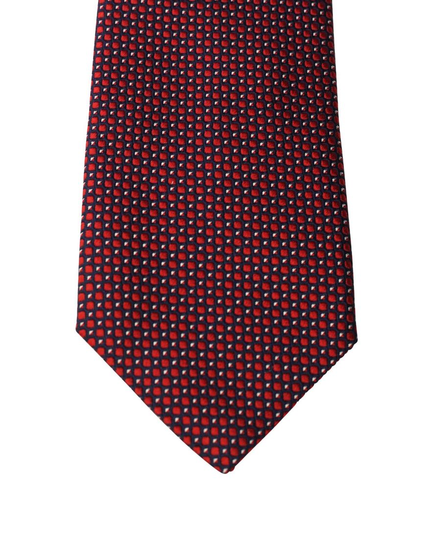 Profuomo stropdas rood met blauw dessin puur zijde