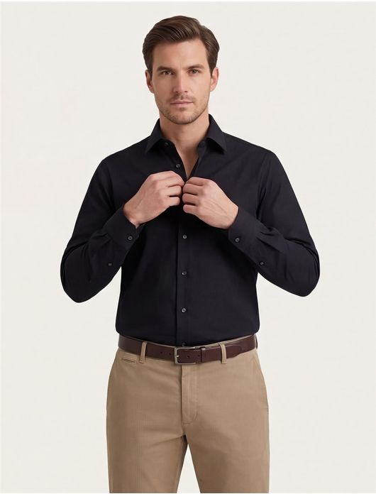 Seidensticker overhemd effen zwart slim fit