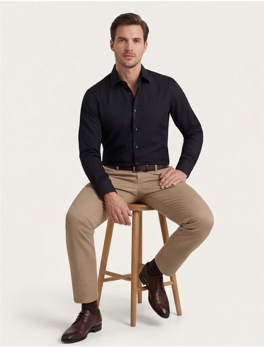 Seidensticker overhemd effen zwart slim fit