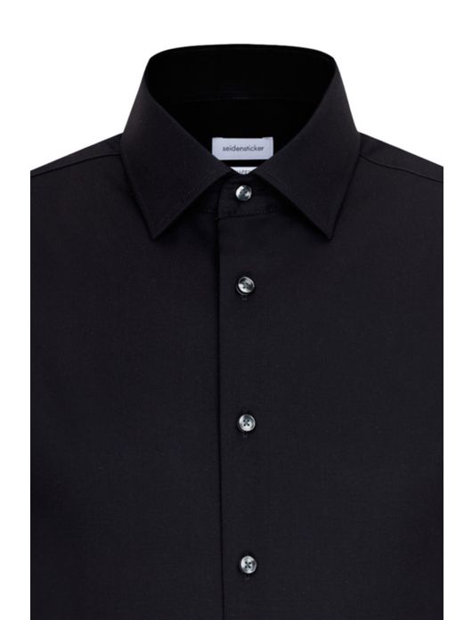 Seidensticker overhemd effen zwart slim fit