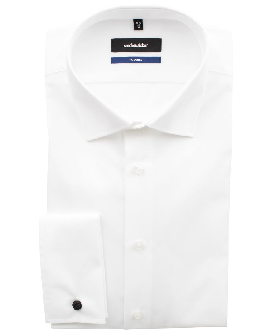 Seidensticker klassiek wit dubbele manchet Shaped
