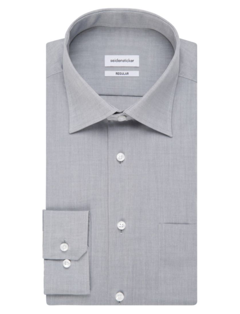 Seidensticker overhemd granietgrijs effen dessin Modern