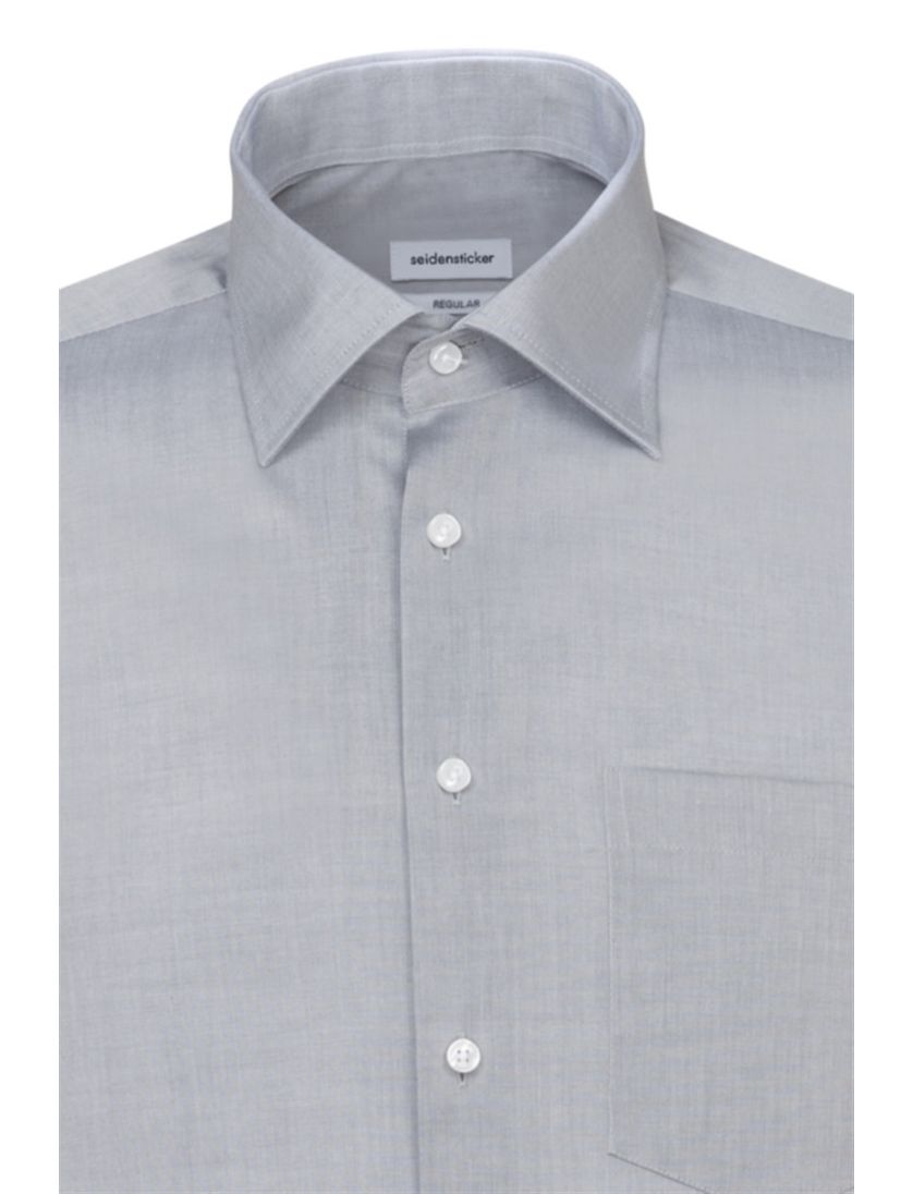 Seidensticker overhemd granietgrijs effen dessin Modern