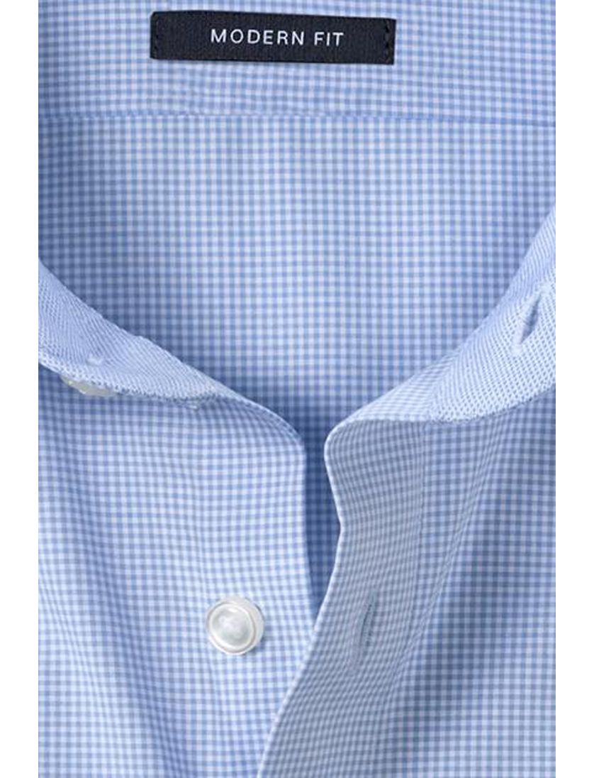 Olymp overhemd modern fit strijkvrij blauw ruit