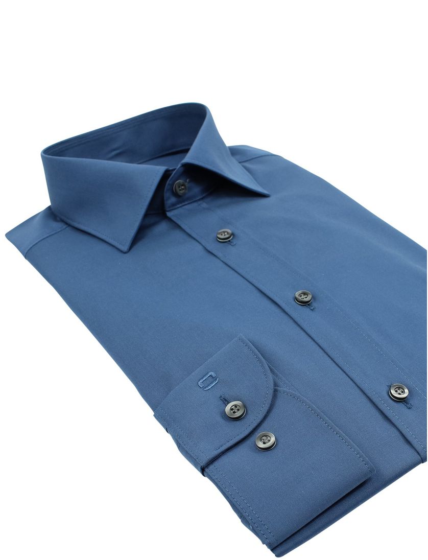 Olymp Level 5 overhemd body fit staalblauw