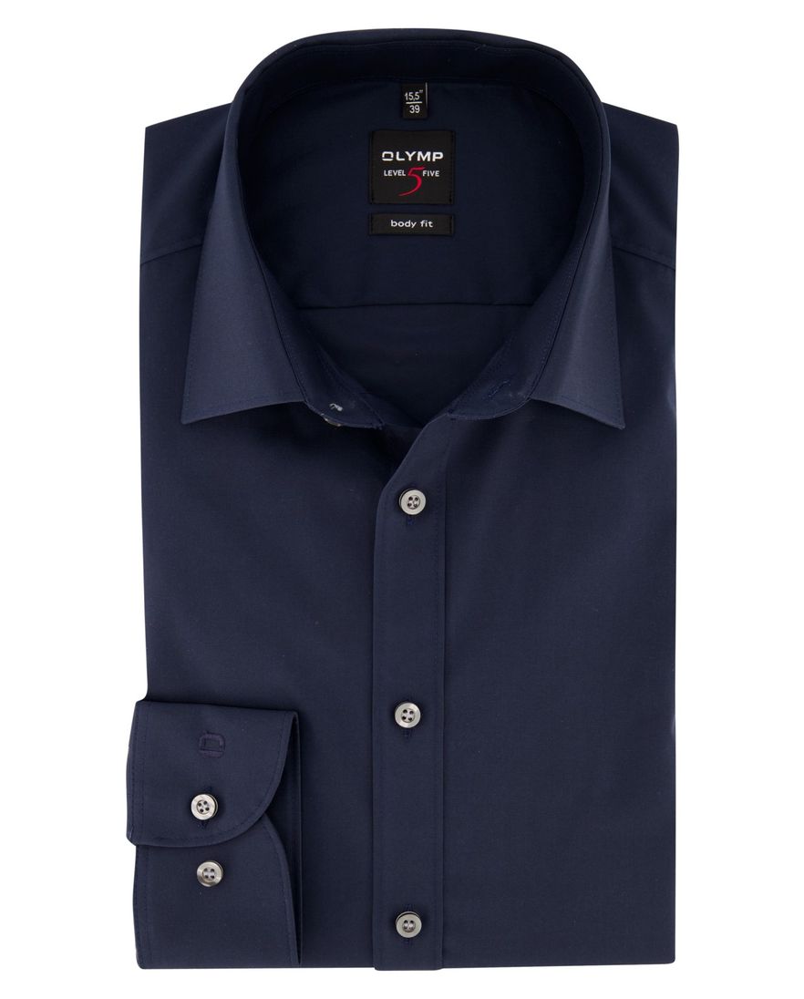 Olymp Level 5 overhemd marine blauw body fit