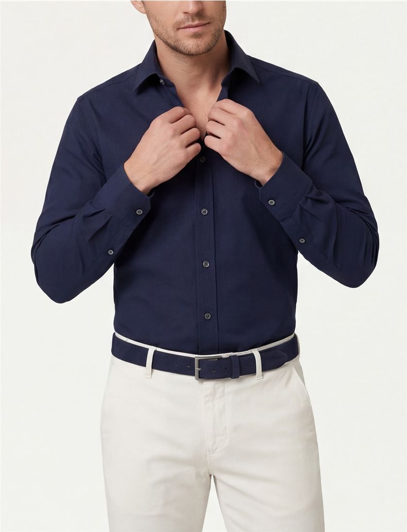 Olymp Level 5 overhemd body fit nachtblauw