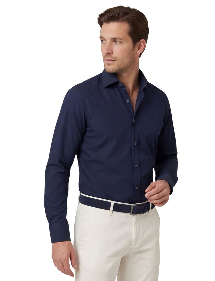 Olymp Level 5 overhemd body fit nachtblauw