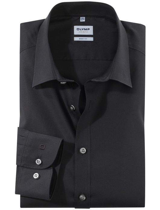 overhemd mouwlengte 7 Olymp Level Five zwart effen katoen extra slim fit