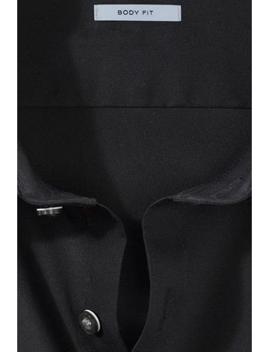 overhemd mouwlengte 7 Olymp Level Five zwart effen katoen extra slim fit