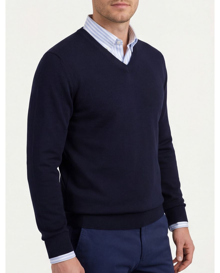 Olymp trui donkerblauw v-hals