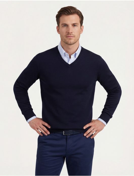 Olymp trui donkerblauw v-hals