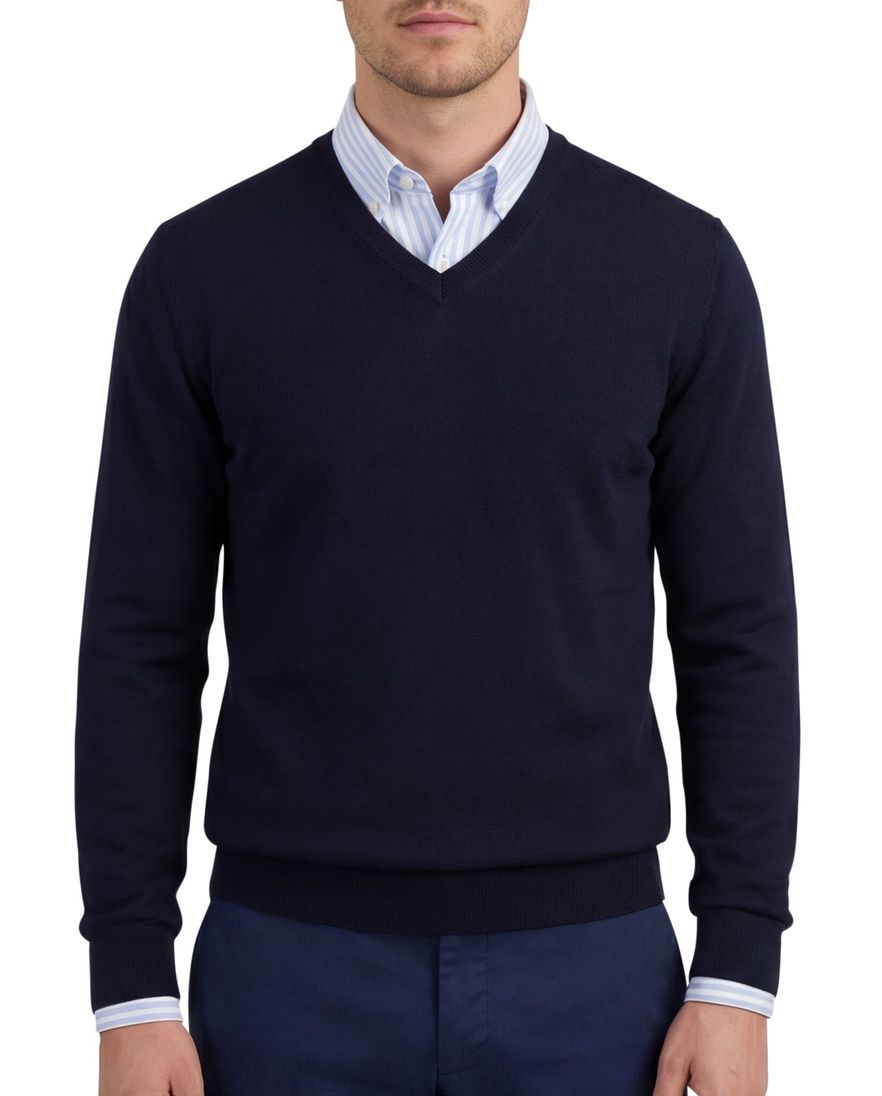 Olymp trui donkerblauw v-hals