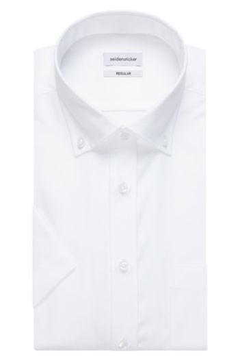 Seidensticker Seidensticker overhemd wit korte mouw Modern effen katoen