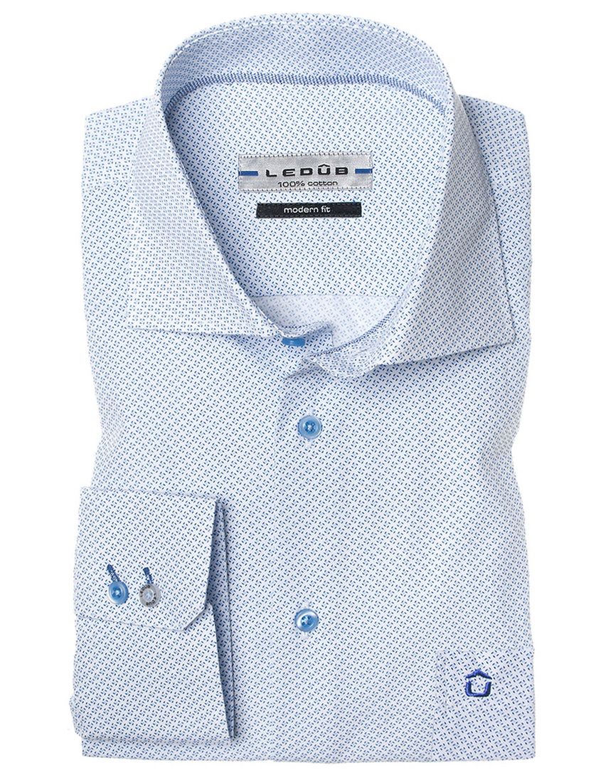 Ledub overhemd blauw print Modern Fit