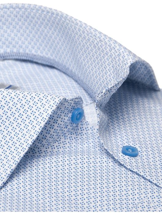 Ledub overhemd blauw print Modern Fit