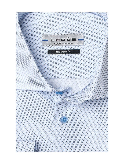 Ledub overhemd blauw print Modern Fit
