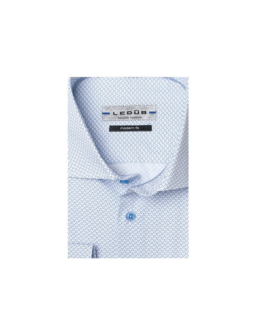 Ledub overhemd blauw print Modern Fit