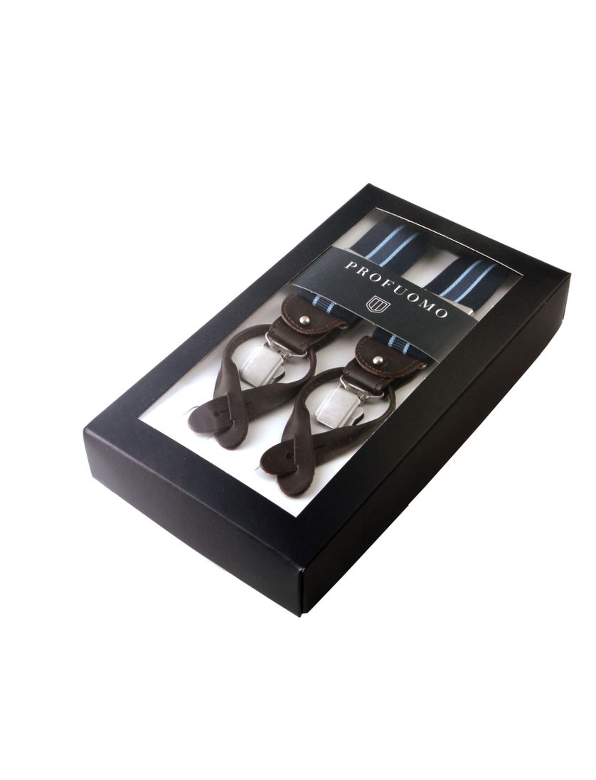 Profuomo bretels streep navy/sky blue 36 MM